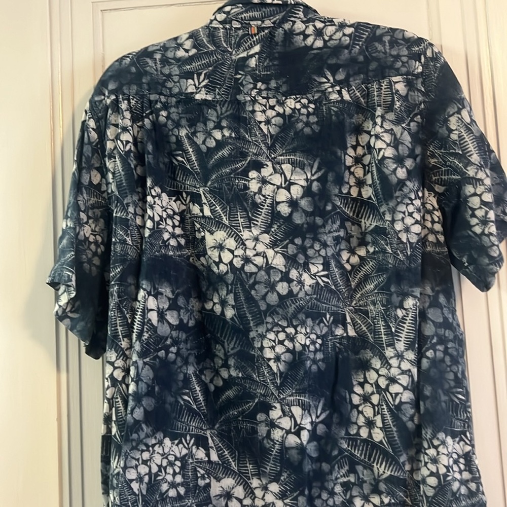 Margaritaville Short Sleeve Button Down Blue Shirt Men Size L